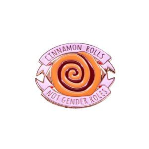 Funny Cinnamon Rolls Gender Equality Enamel Pin